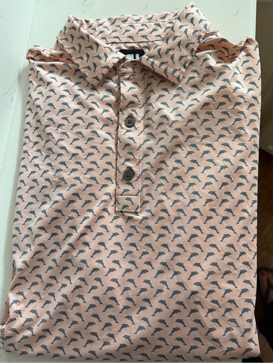 FootJoy Other - FootJoy Peach-Pink Mini Print of Dolphins Polo Shirt